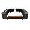 Spa Surround Spa Frame Quadrilateral Outdoor Rattan Sectional Sofa Set with Mini Sofa,Wooden Seats and Storage Spaces, Beige